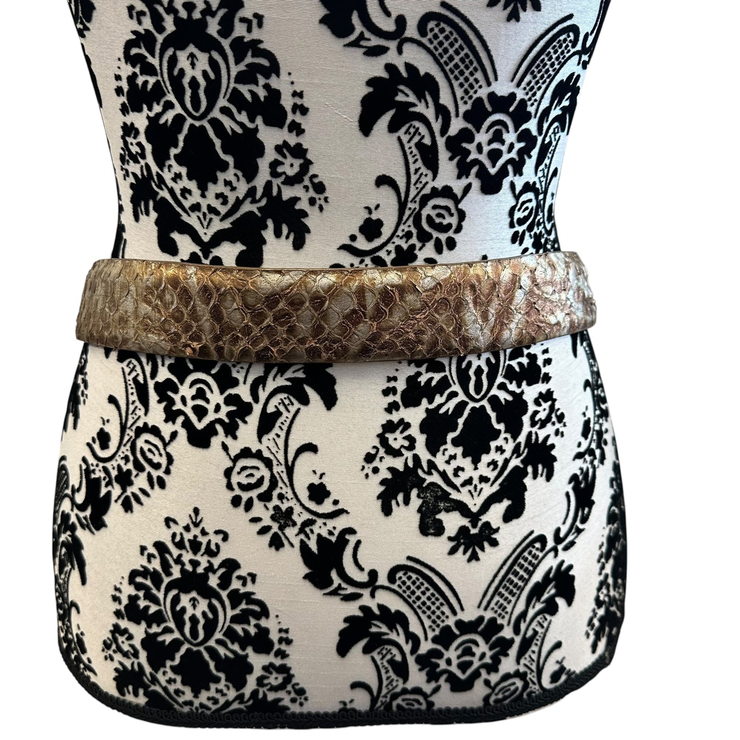 W. KLEINBERG BRONZE EMBOSSED SNAKESKIN LEATHER BELT NWOT 216 MEDIUM