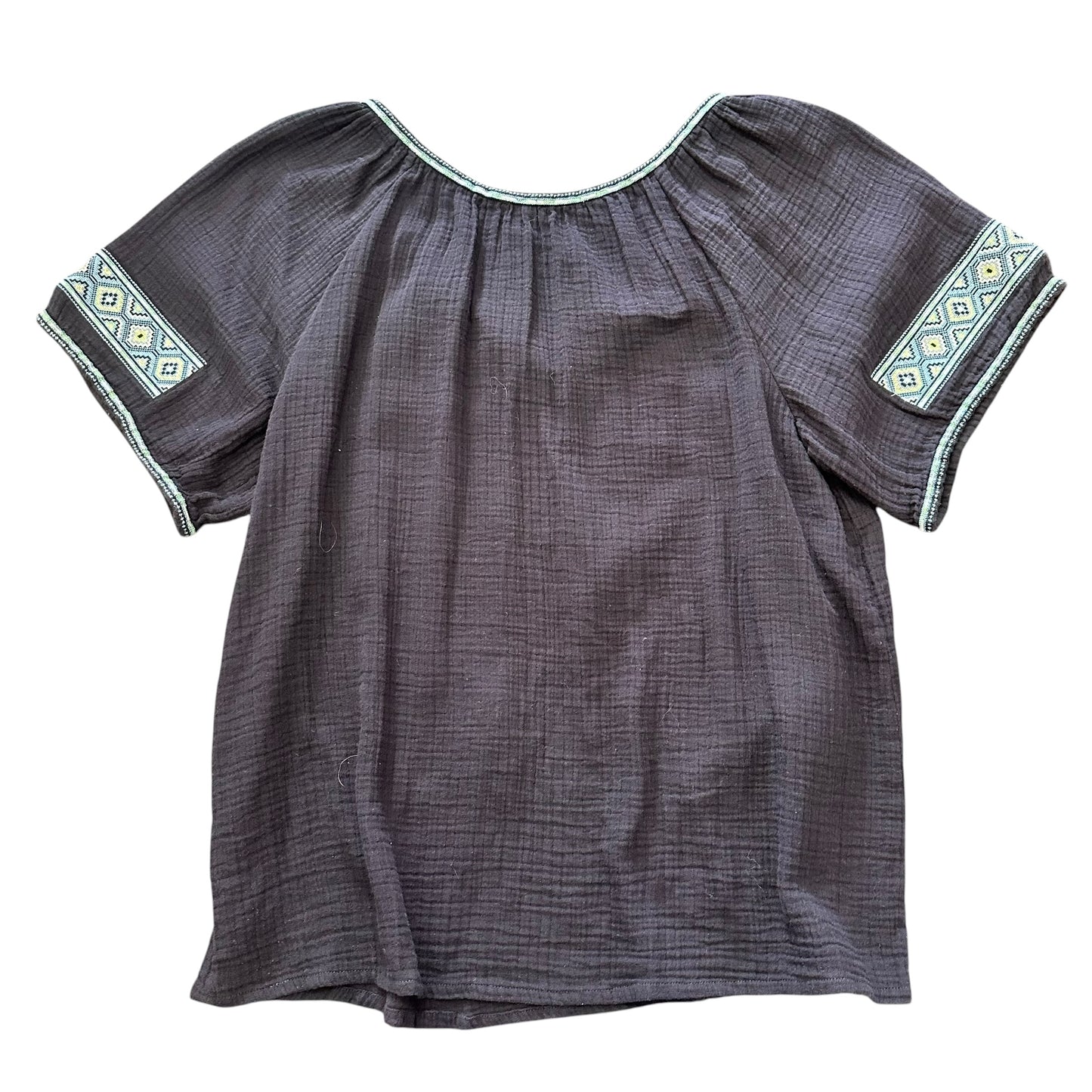 J CREW NAVY TASSEL TIE BLOUSE 100 LARGE