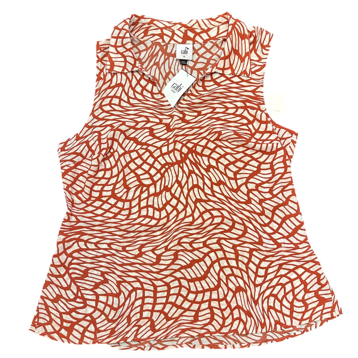 CABI TWIRL TOP BEIGE BURNT ORANGE BLOUSE NWT 7 MEDIUM
