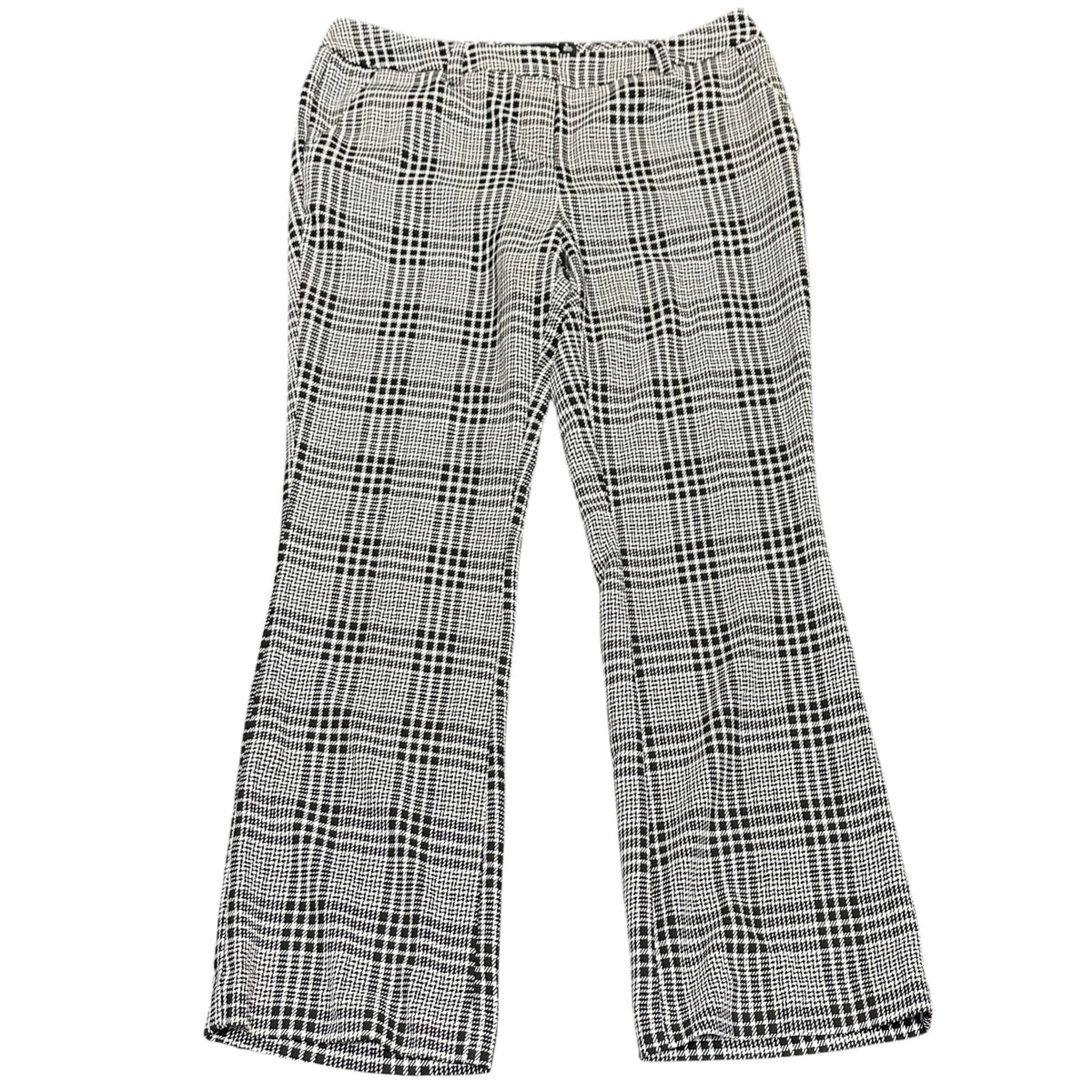NY&CO BLACK WHITE HOUNDSTOOTH HIGH RISE FLARED TROUSERS 38 SZ 6 PETITE