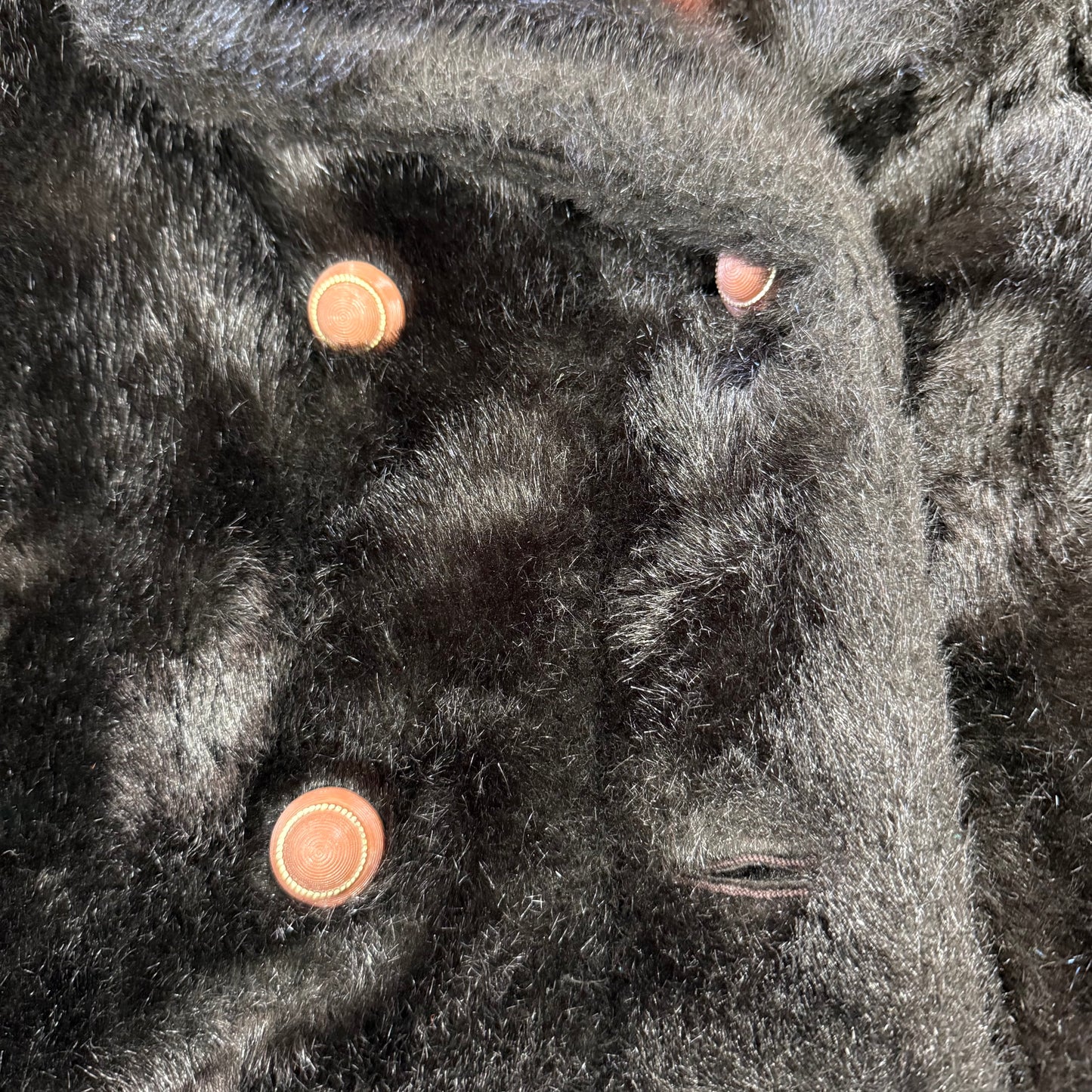 VINTAGE FAUX FUR COAT LINED BROWN DOUBLE BREASTED 100 MEDIUM