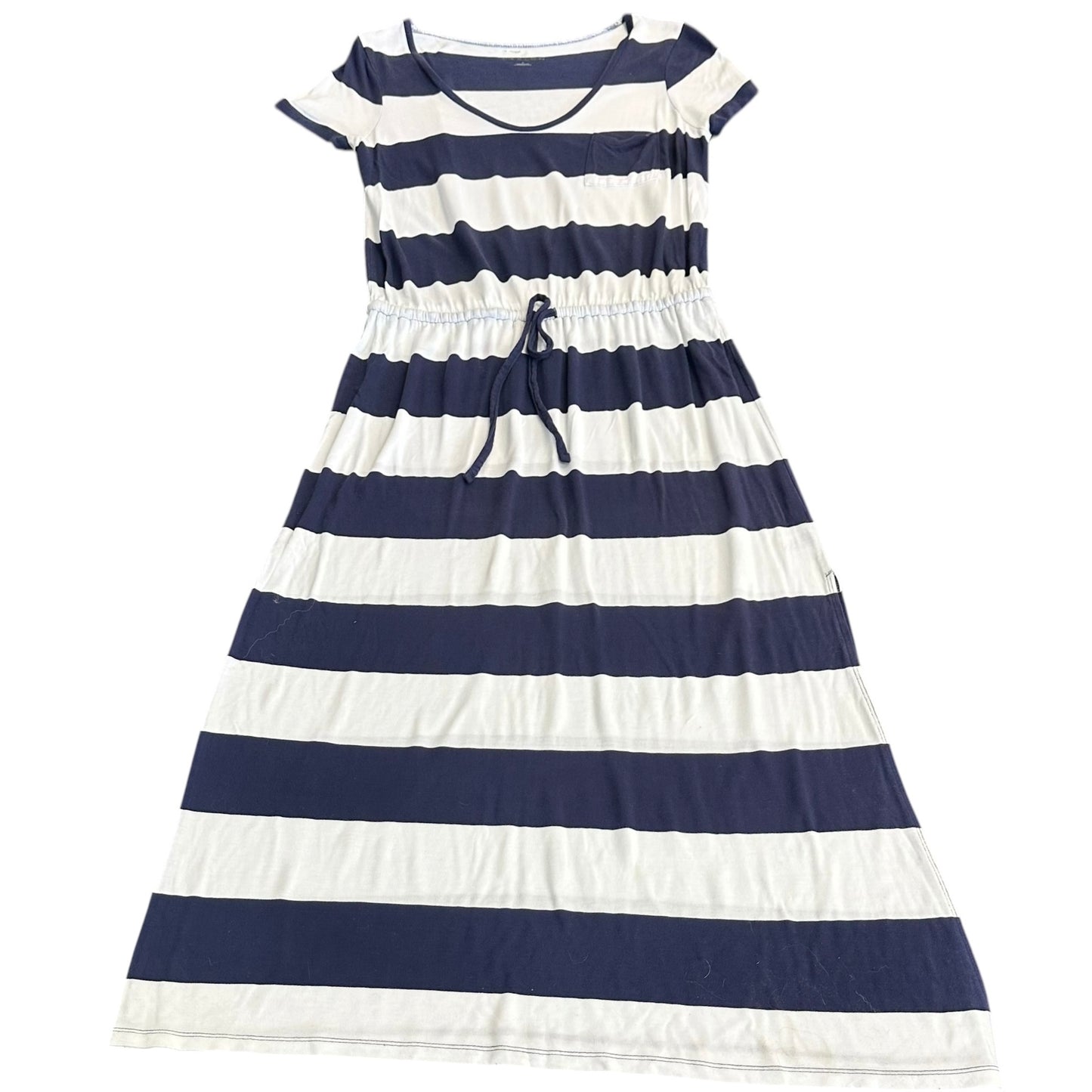 CASLON NAVY WHITE STRIPED MAXY SHORT SLEEVE DRESS 249 MEDIUM