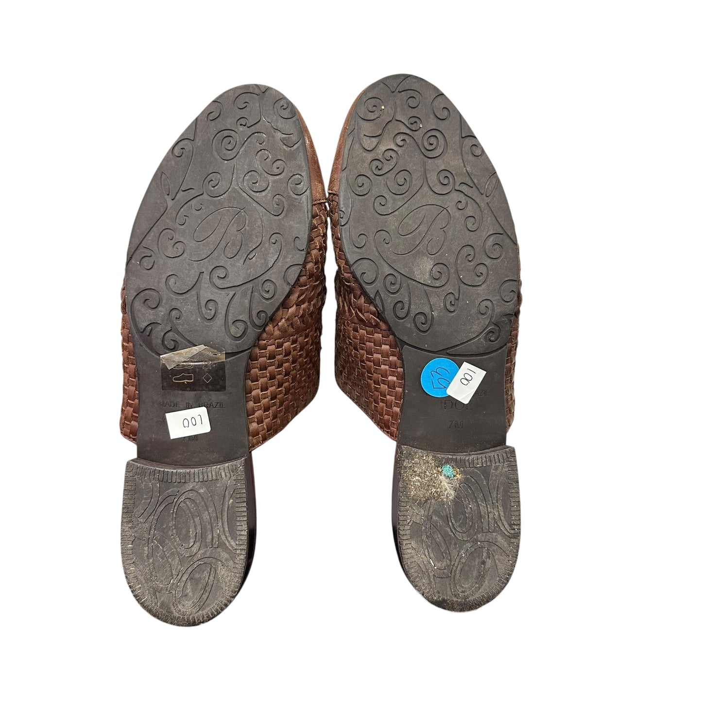 BRIGHTON BROWN LEATHER MULES 100 SZ 7