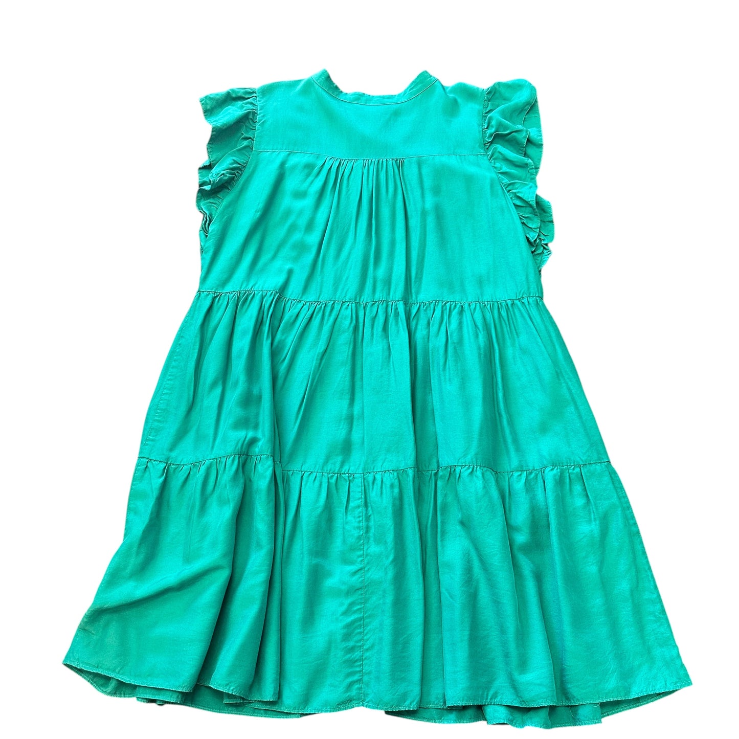LUCCHESE BOOTMAKER TEAL SILK TIERED DRESS 62 LARGE