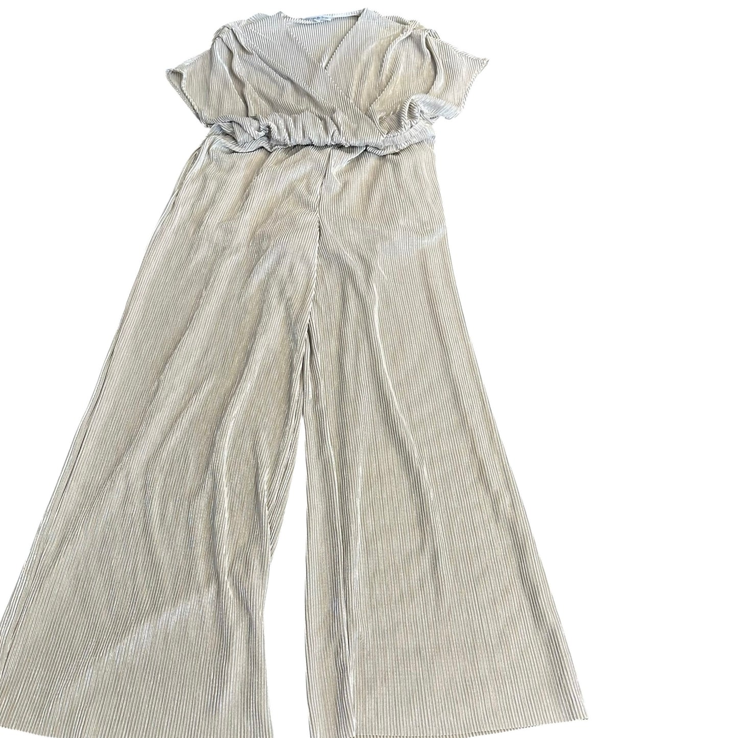 SEE AND BE SEEN CHAMPAGNE COLORED JUMPSUIT PLEATED 256 MEDIUM