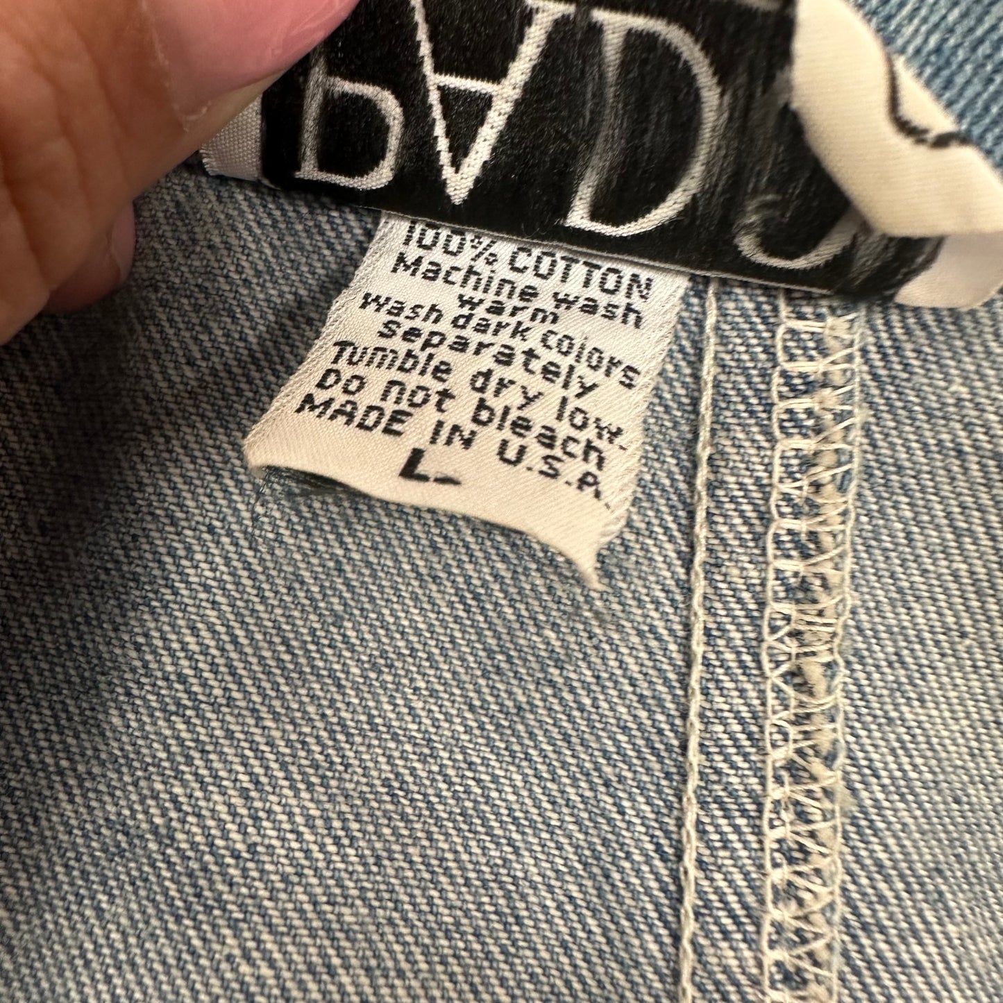 VINTAGE PADO 100% COTTON BLUE DENIM OVERSIZED JACKET GOLD EMBELLISHMENTS 100 LARGE