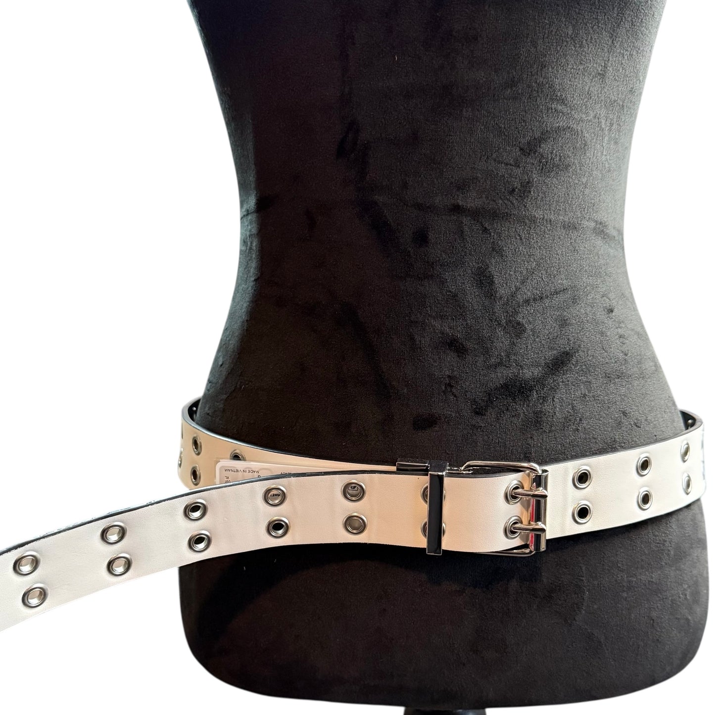 38MM DOUBLE CROMMET REVERSIBLE BELT BLACK WHITE SILVER 100 NWOT XL