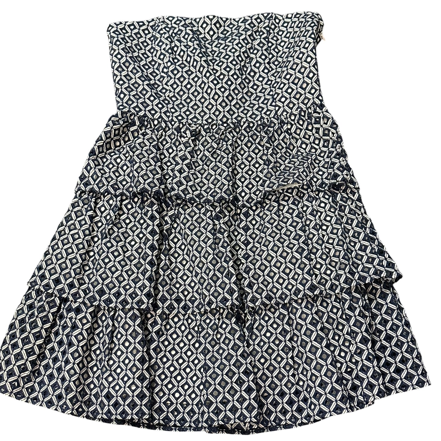 WHITE HOUSE BLACK MARKET NAVY STRAPLESS RUFFLE DRESS 100 SZ 8