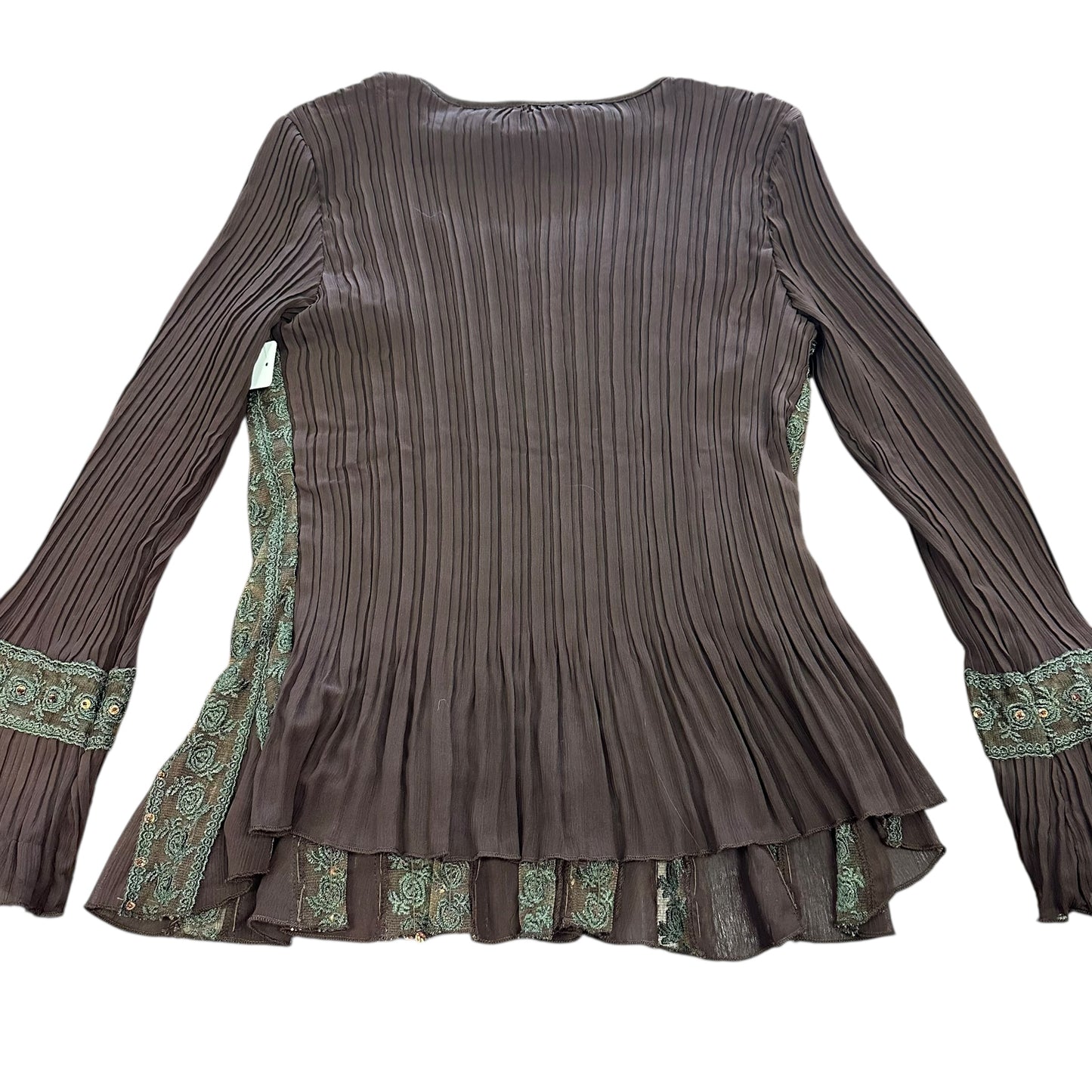 PRETTY ANGEL BROWN PLEATED EMBELLISHED BLOUSE 216 MEDIUM