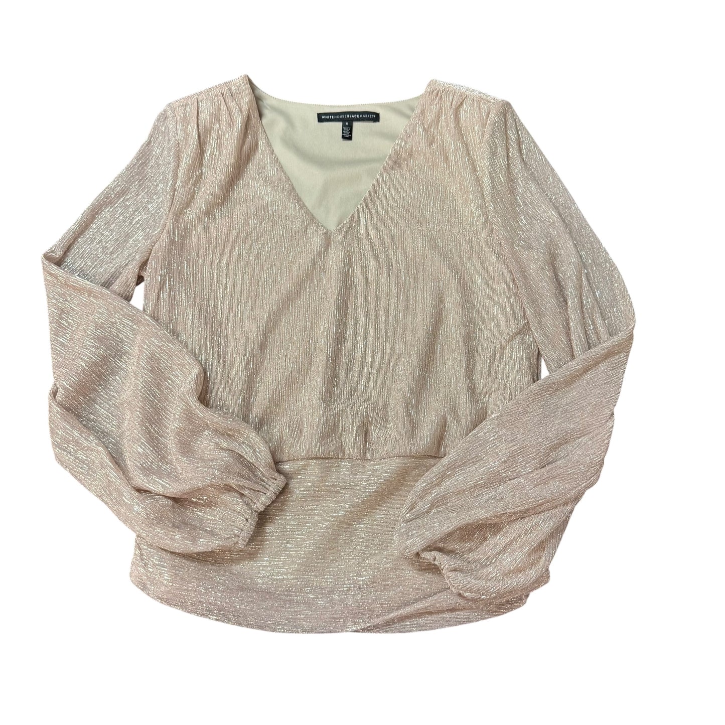 WHBM CHAMPAGNE SHIMMER LONG SLEEVE BLOUSE 247 SMALL
