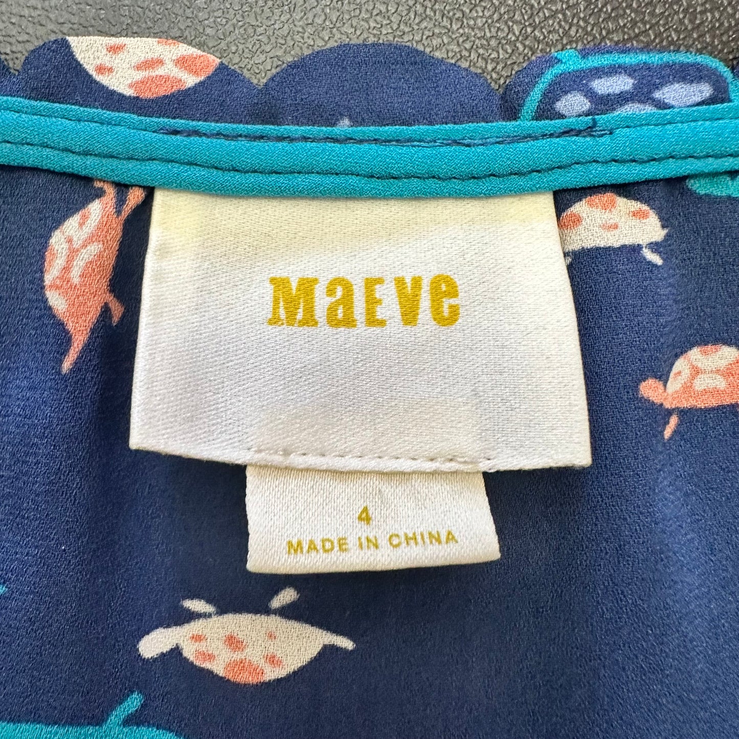 MAEVE NAVY TURTLE BLOUSE 100 SZ 4