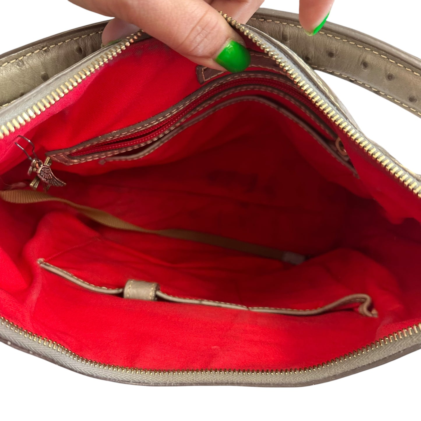 DOONEY & BOURKE GRAY EMBOSSED OSTRICH GRAY HANDBAG 122 OS