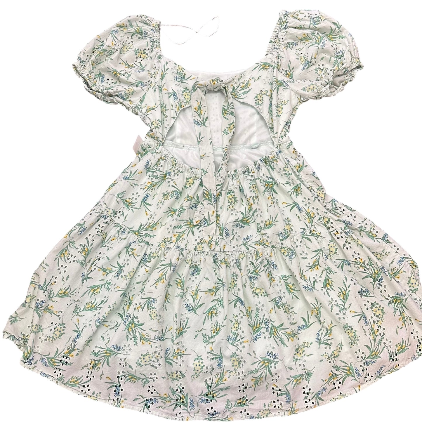 JESSICA SIMPSON LIGHT GREEN FLORAL EYELET DRESS 263 MEDIUM