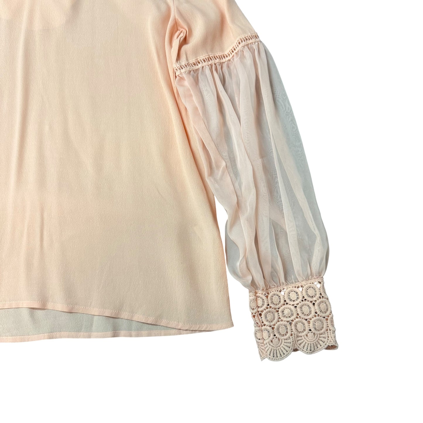 BIBI LIGHT PINK BLOUSE SHEER LONG SLEEVES NWT 100 SMALL