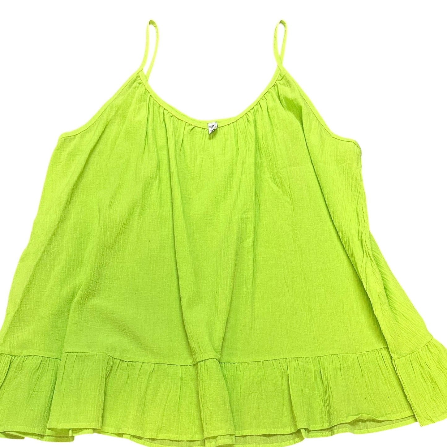 MISSLOOK LIME GREEN SLEEVELESS BLOUSE RUFFLE HEM 239 LARGE