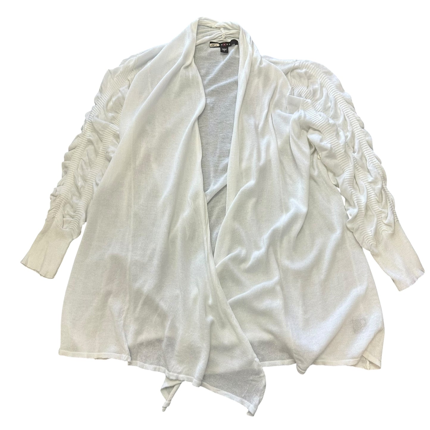 FEVER WHITE OPEN CARDIGAN RUCHED SLEEVES 249 LARGE