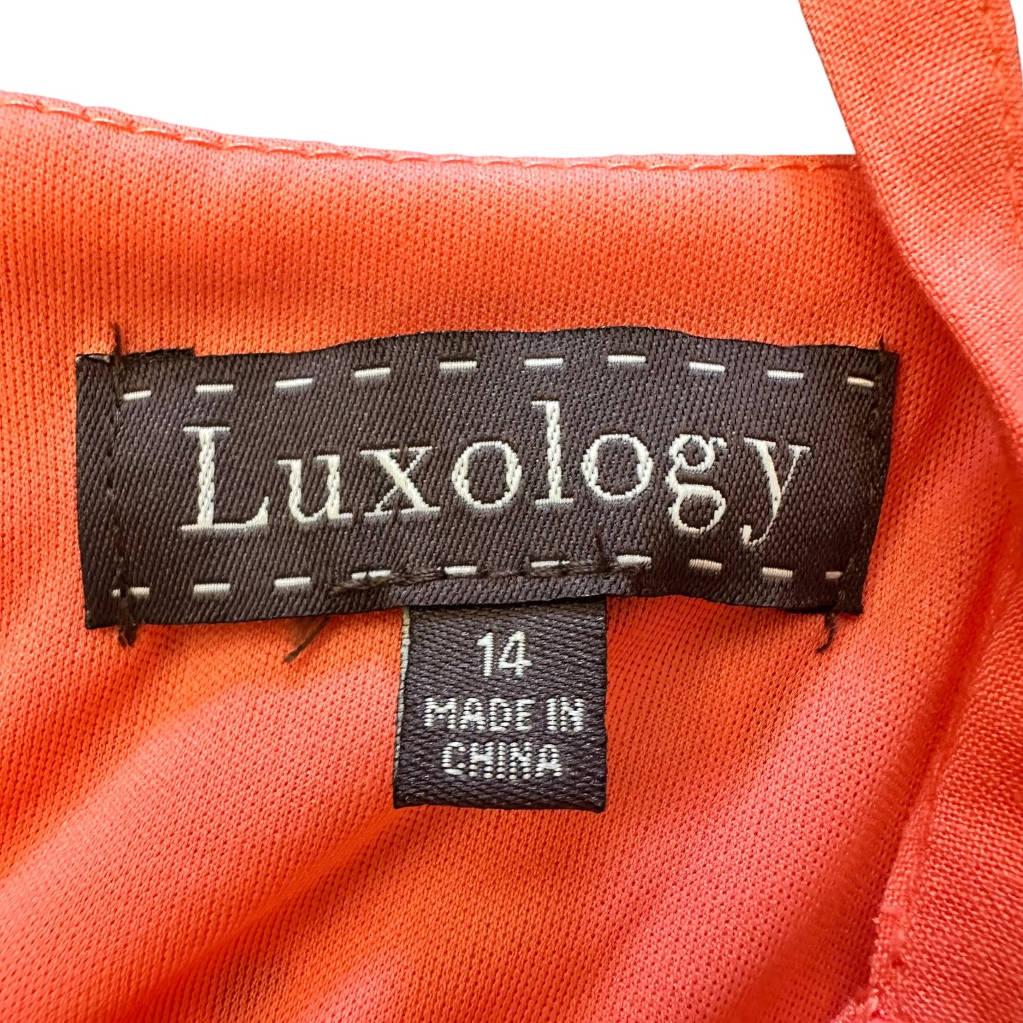 LUXOLOGY PEACH EYELET DRESS 244 SZ 14