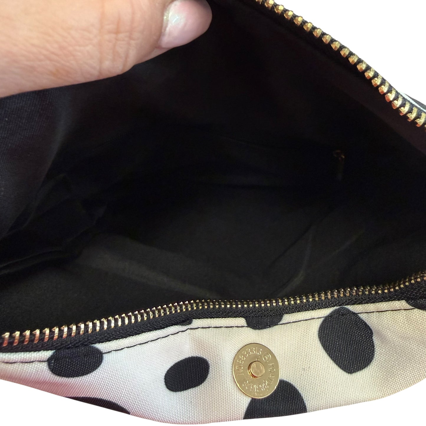 DAISY CLUTCH BLACK WHITE BROWN FAUX LEATHER WRISTLET NWT 156