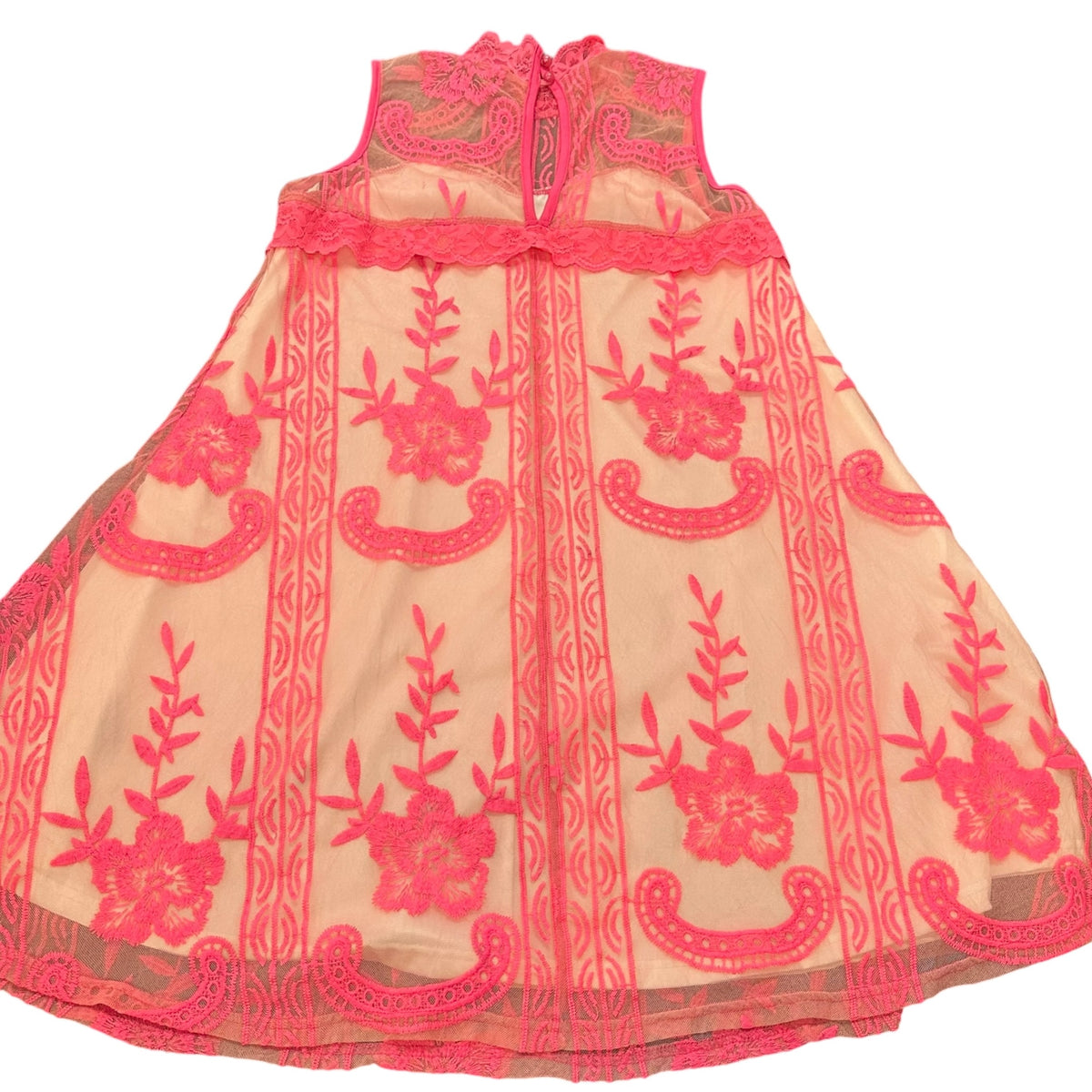 L&B NEON PINK LACE SLEEVELESS HIGH NECK DRESS 143 SMALL