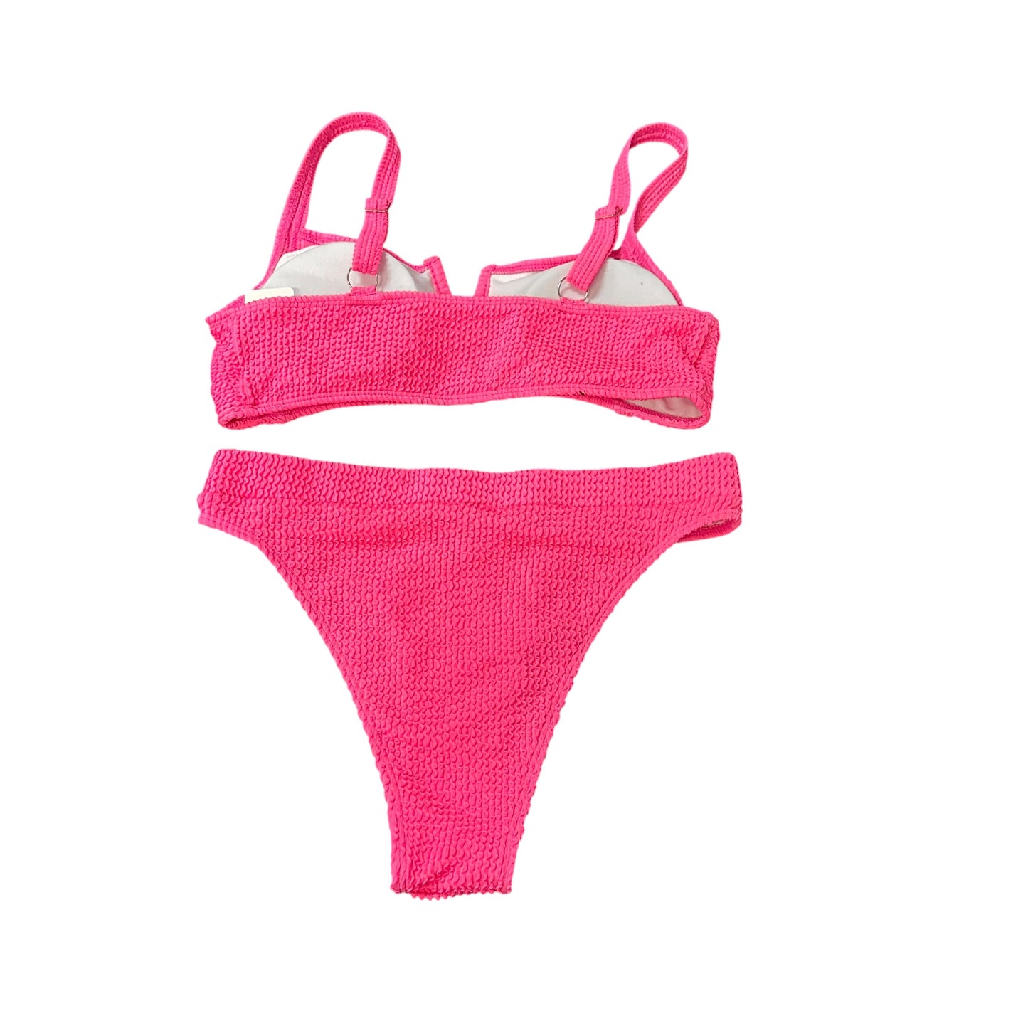 NEON PINK TEXTURED BIKINI SWIMSUIT 143 LARGE
