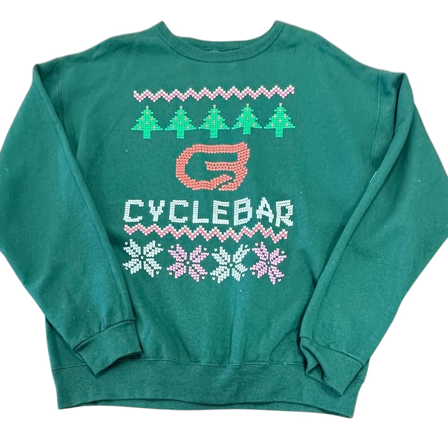 CYCLEBAR GREEN CHRISTMAS SWEATSHIRT 26 LARGE