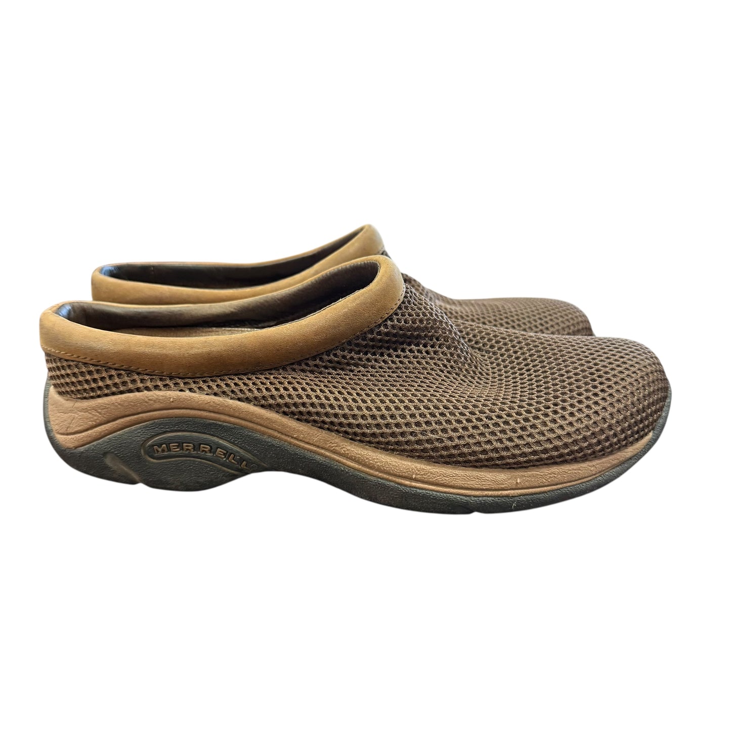 MERRELL BREEZE 2 BROWN MESH LEATHER CLOG 238 SZ 7.5