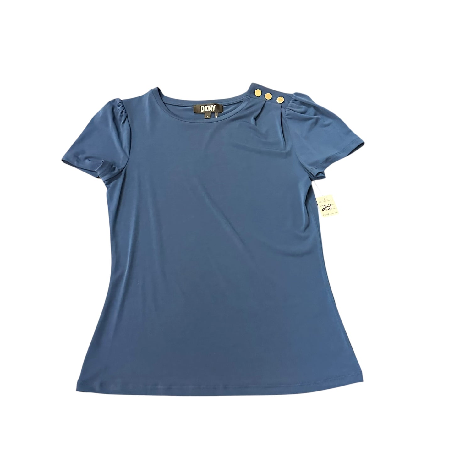 DKNY NAVY GOLD BUTTON BLOUSE 251 SMALL