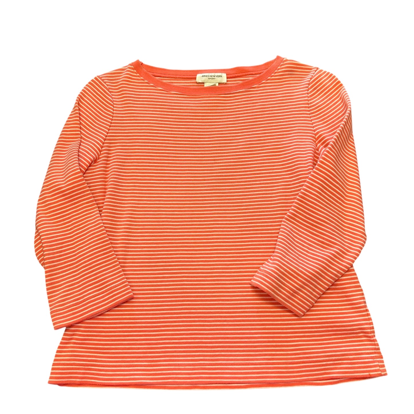 JONES NEW YORK VINTAGE Y2K CORAL WHITE STRIPED TEE 100 SMALL