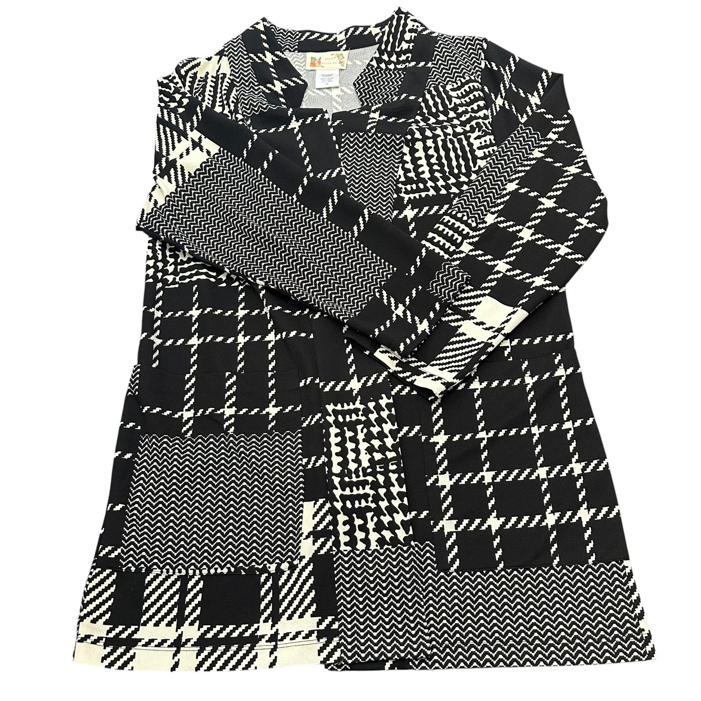 POPPY & BLUE BIRD BLACK WHITE HOUNDSTOOTH BLAZER 272 1X