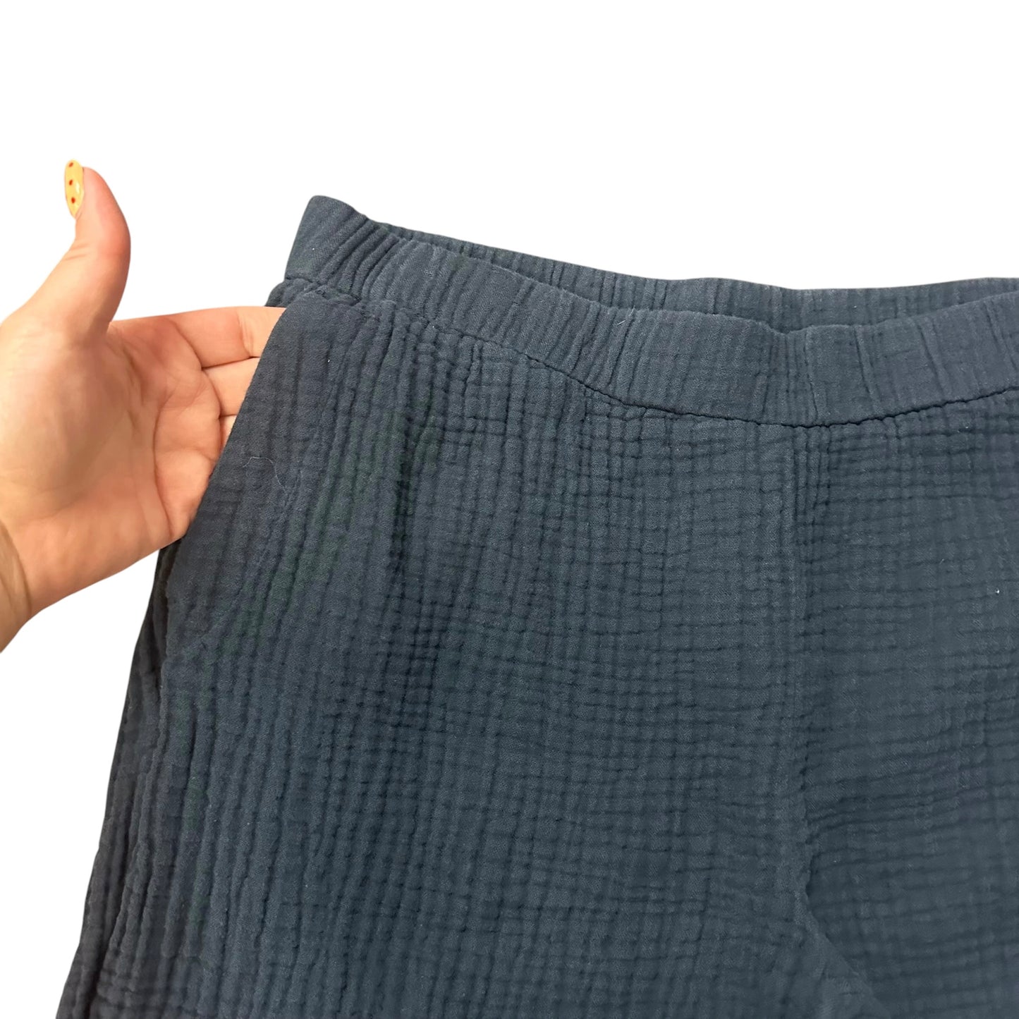 J JILL NAVY GAUZE CROPPED WIDE LEG PANTS 262 SMALL