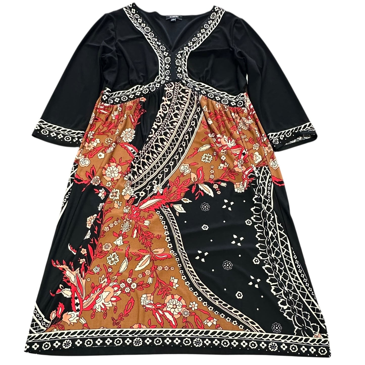 ELEMENTZ BLACK FLORAL DRESS 217 LARGE