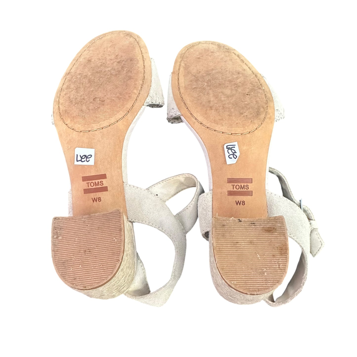 TOMS ROSA SANDAL BIRCH SUEDE JUTE HEEL 227 SZ 8