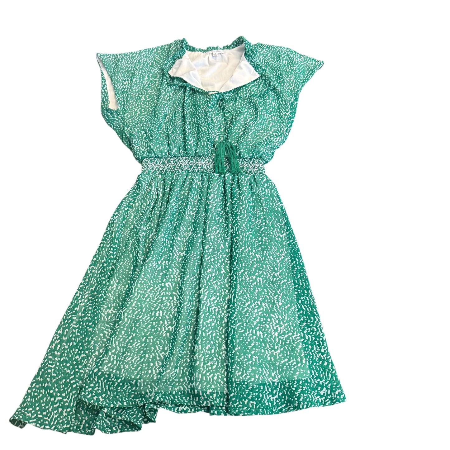 OLIVIA ROE GREEN WHITE DRESS 100 SMALL