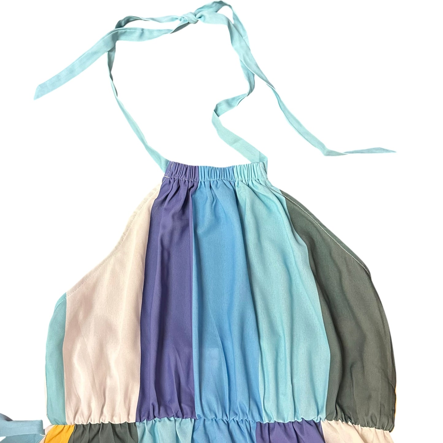 JESS LEA TIERED COLORFUL HALTER DRESS 100 MEDIUM