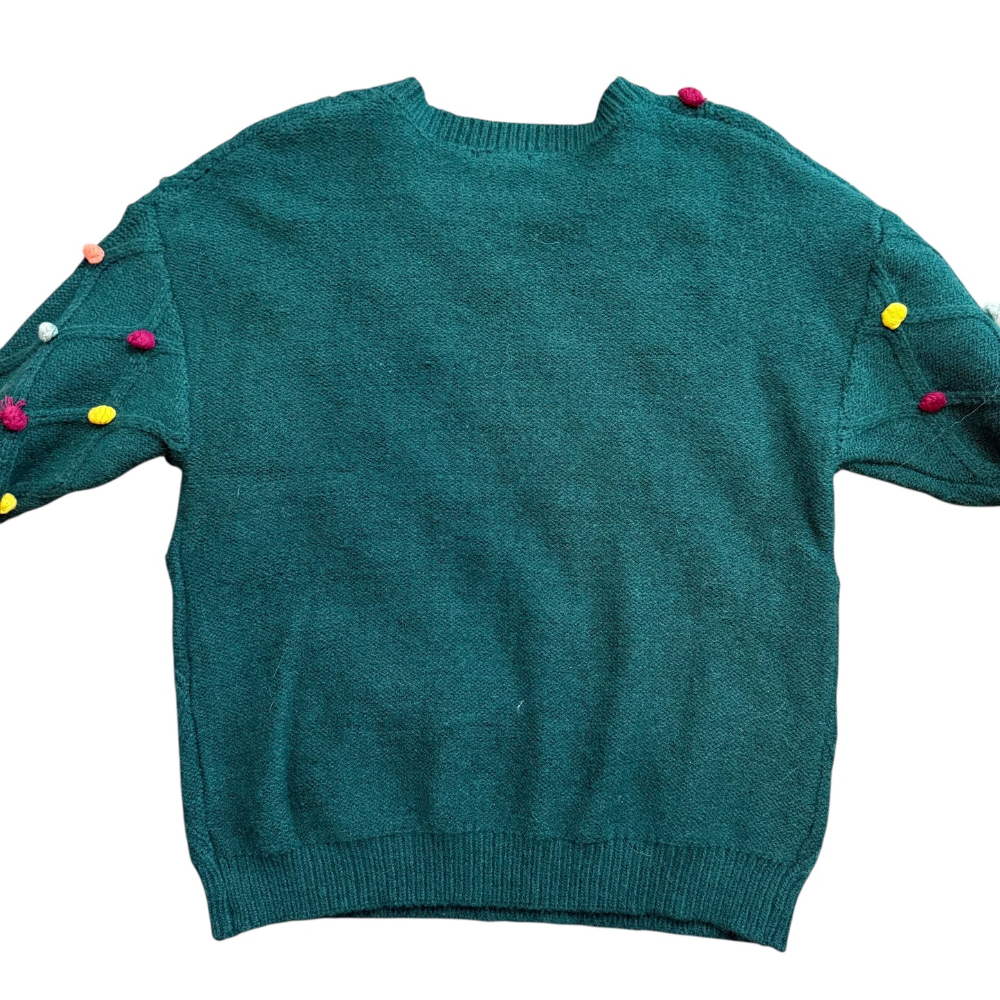 ENTRO GREEN COLORFUL DOTS SWEATER 100 LARGE NWT $74
