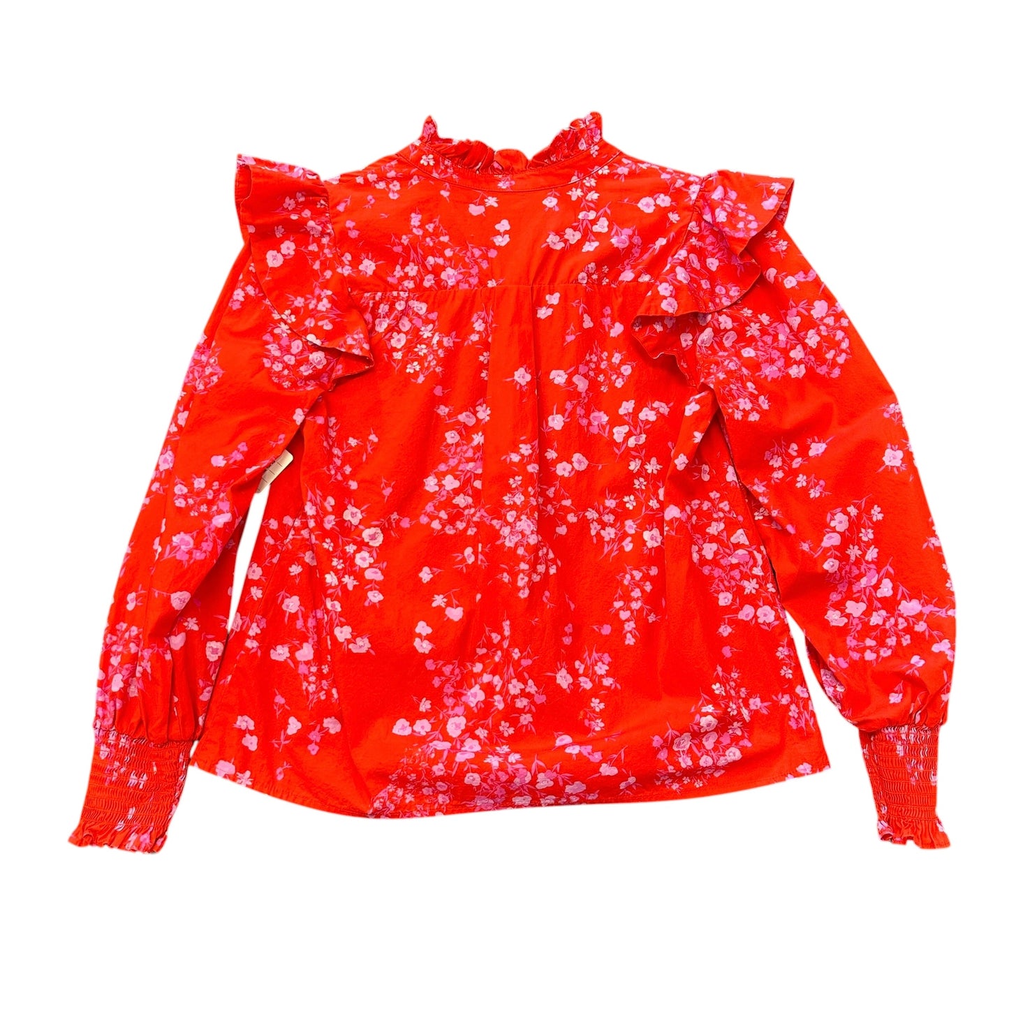 SUGAR LIPS RED PINK FLORAL BUTTON UP BLOUSE 100 XS