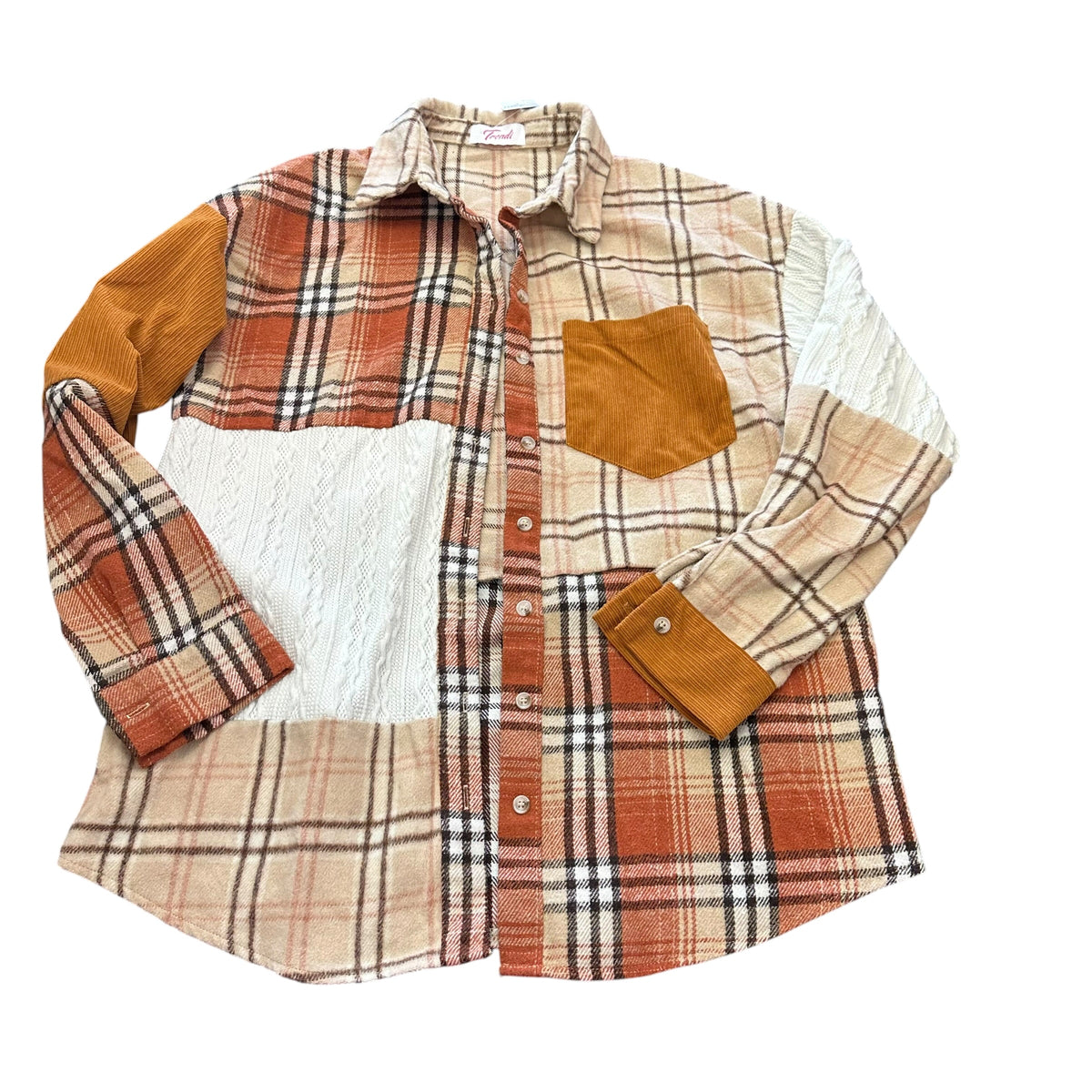 TRENDI BEIGE BROWN PLAID JACKET 100 SMALL