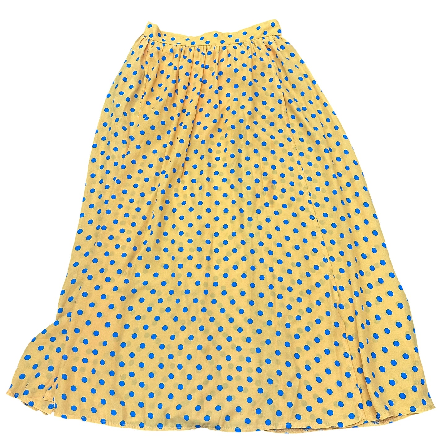 YELLOW BLUE POLKA DOT SKIRT SIDE ZIPPER 84 MEDIUM