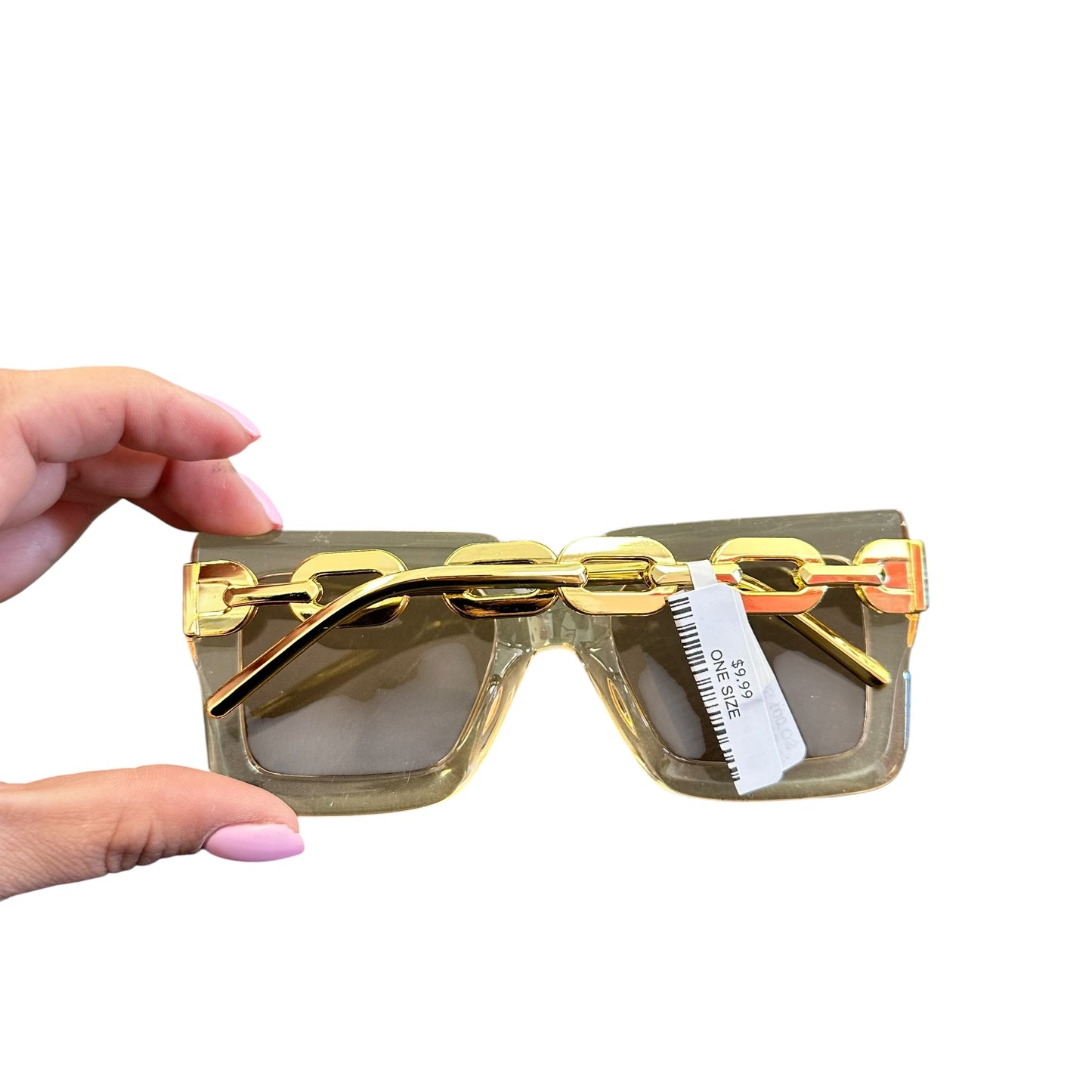CLEAR SUNGLASSES CHAINLINK ARMS 100 OS