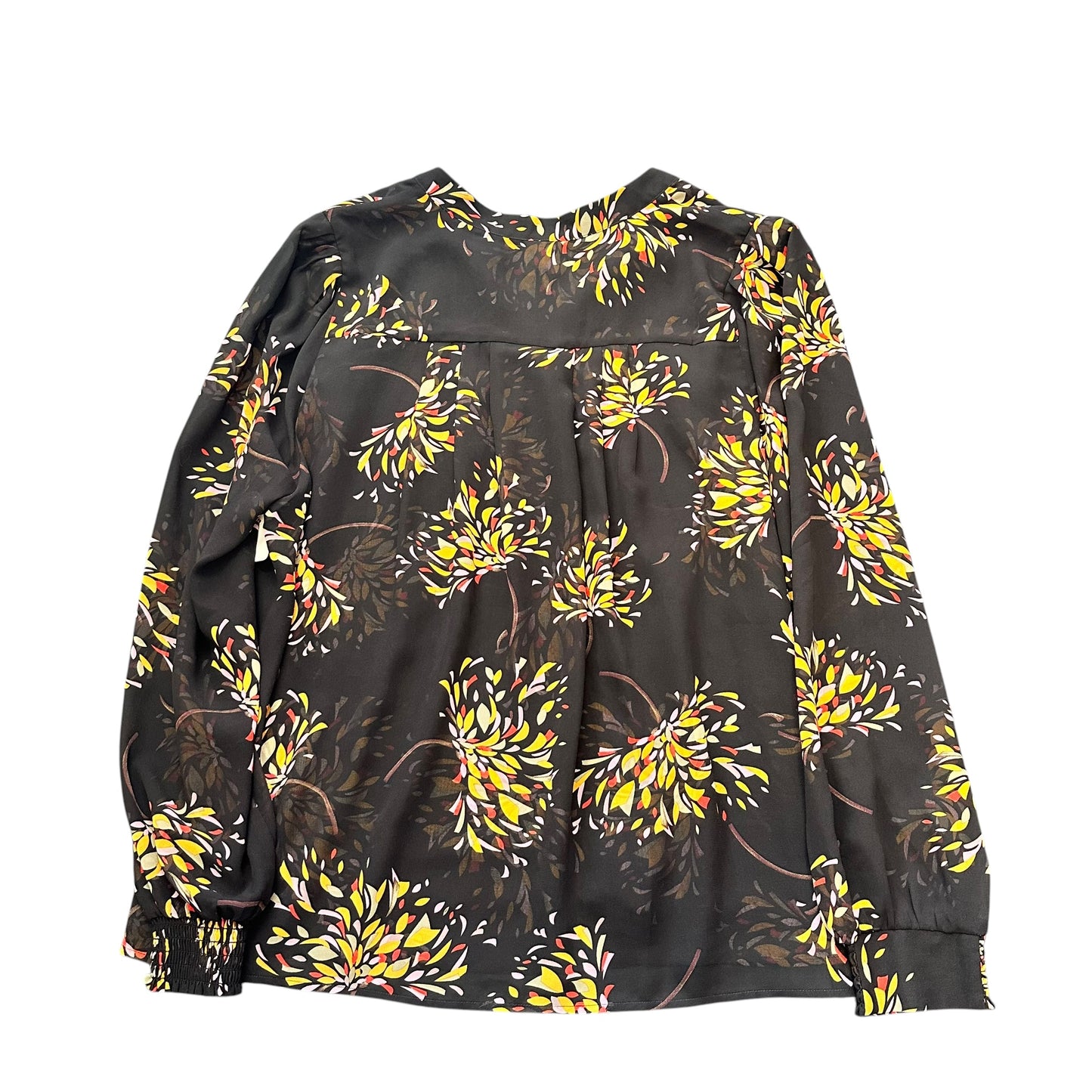 CABI BLACK SEMI SHEER FLORAL BLOUSE 262 XL