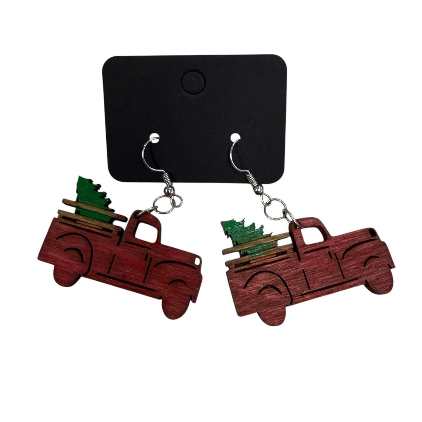 CHRISTMAS RED TRUCK WOOD EARRINGS 39