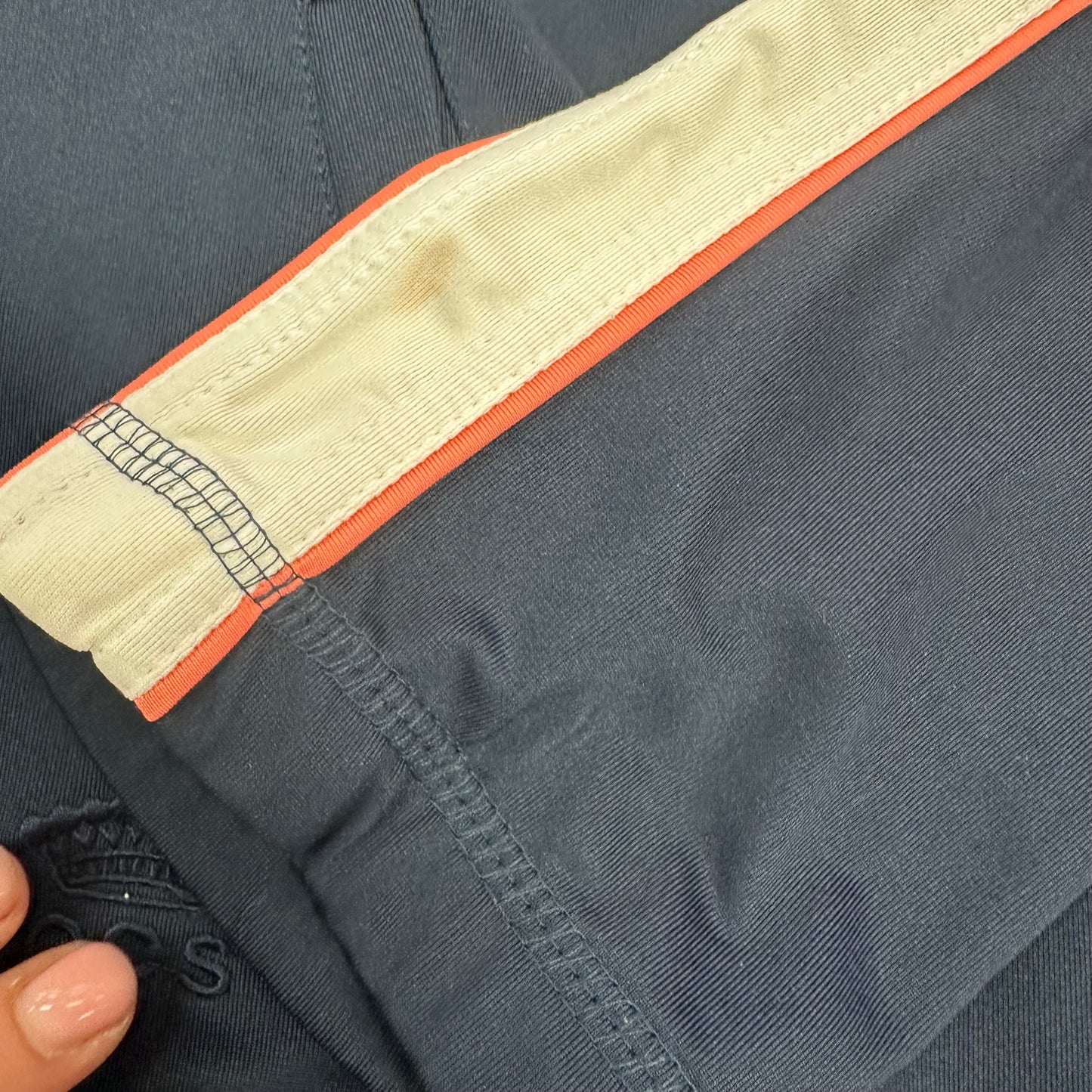 OLEG CASSINI SPORT TRACK JACKET FULL ZIP NAVY WHITE STRIPED SLEEEVES 15 LARGE *SPOT