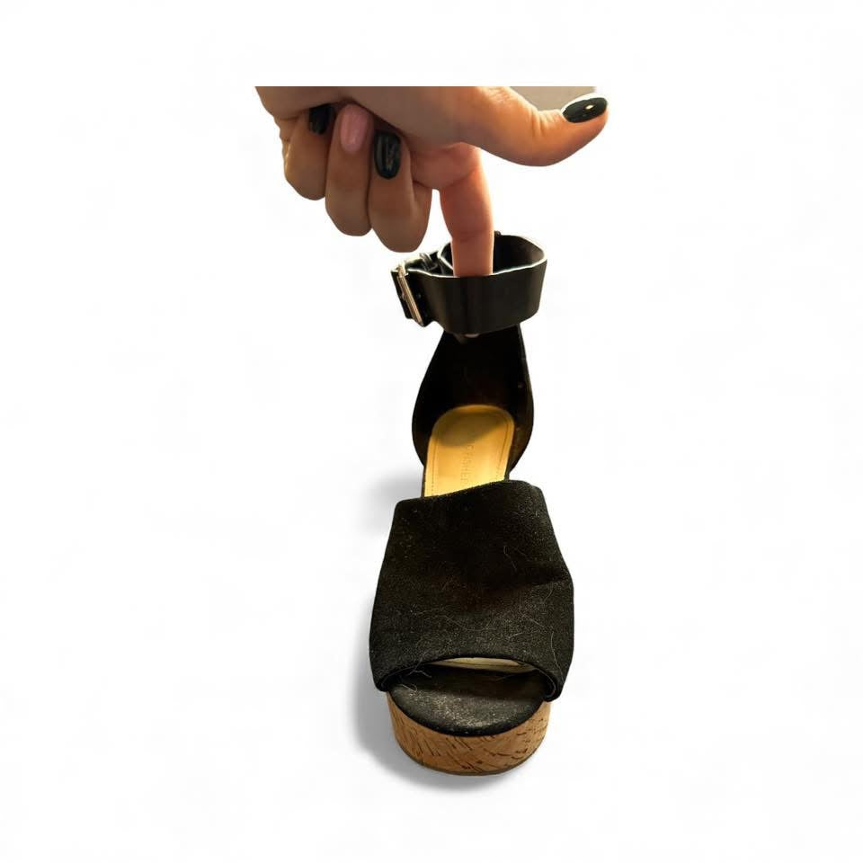 MARC FISHER BLACK SUEDE LEATHER PLATFORMS SZ 8.5