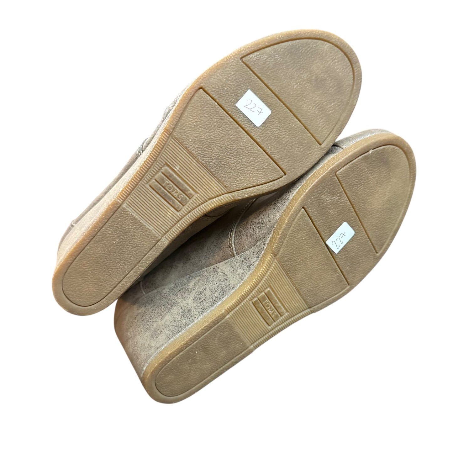TOMS DESERT WEDGES GUNMETAL METALLIC 227 SZ 8