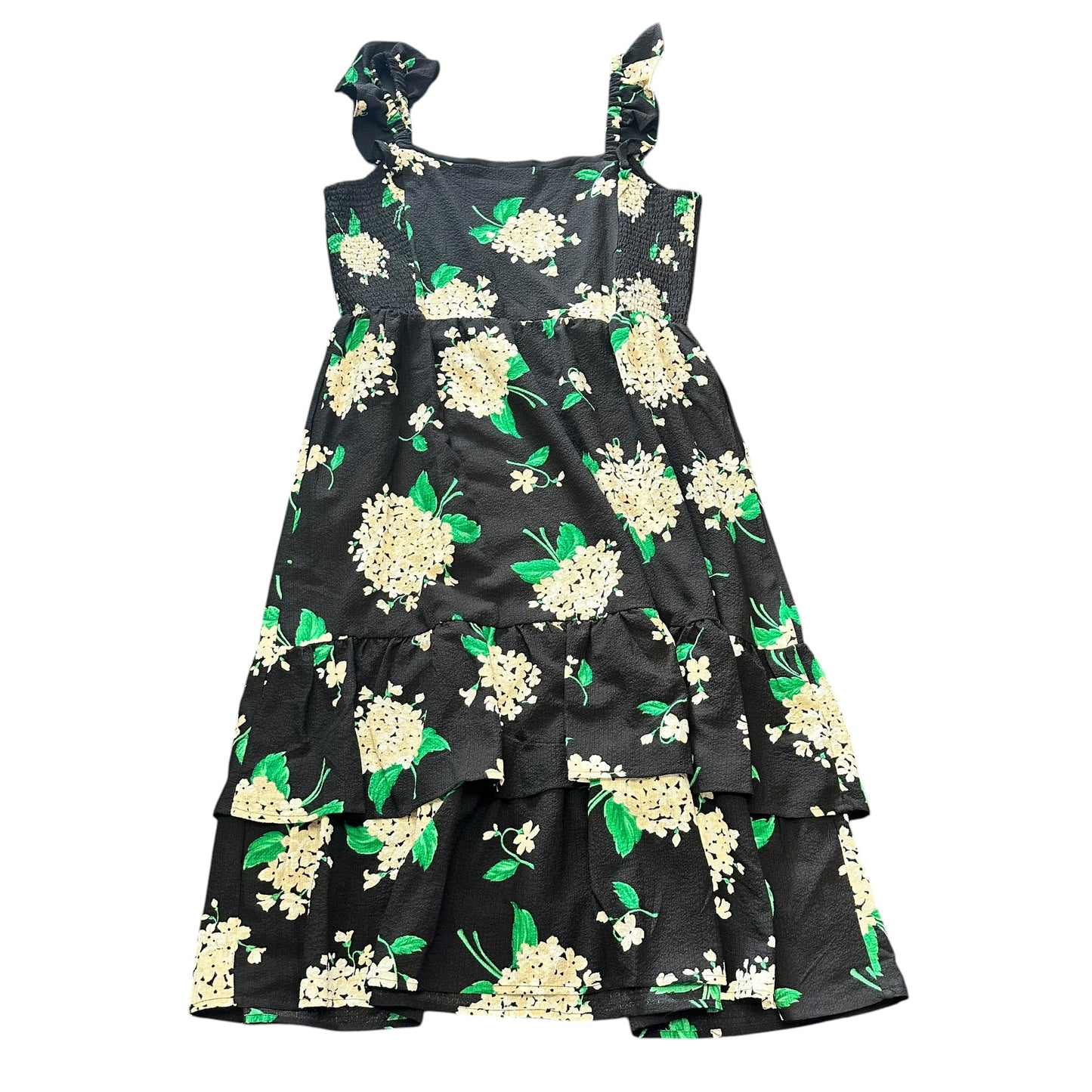 DRAPER JAMES BLACK FLORAL TIERED DRESS 244 XL