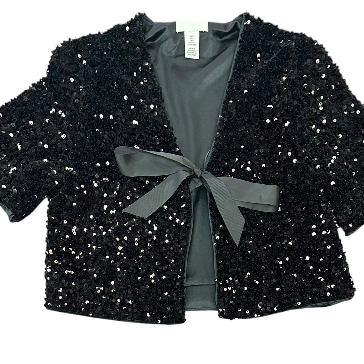 H&M BLACK SEQUINS BOW BOLERO 215 SMALL