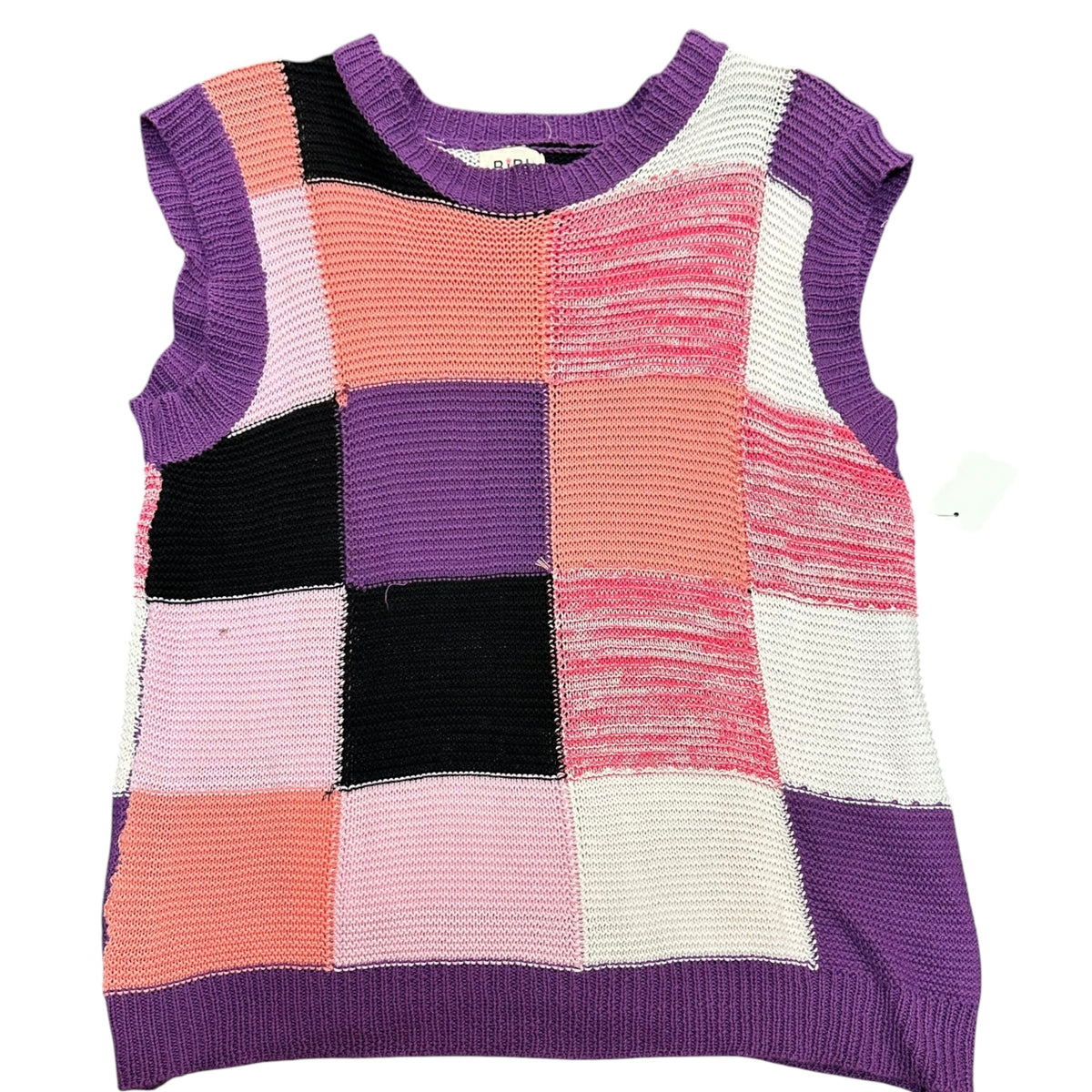 BIBI CHECKERED SWEATER VEST 38 MEDIUM