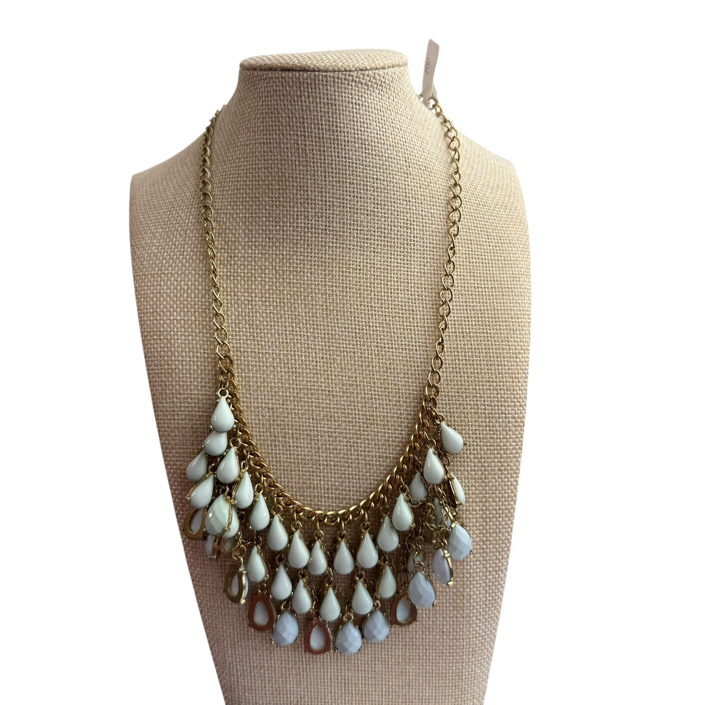 THREE TIER WHITE BEADED NECKLACE