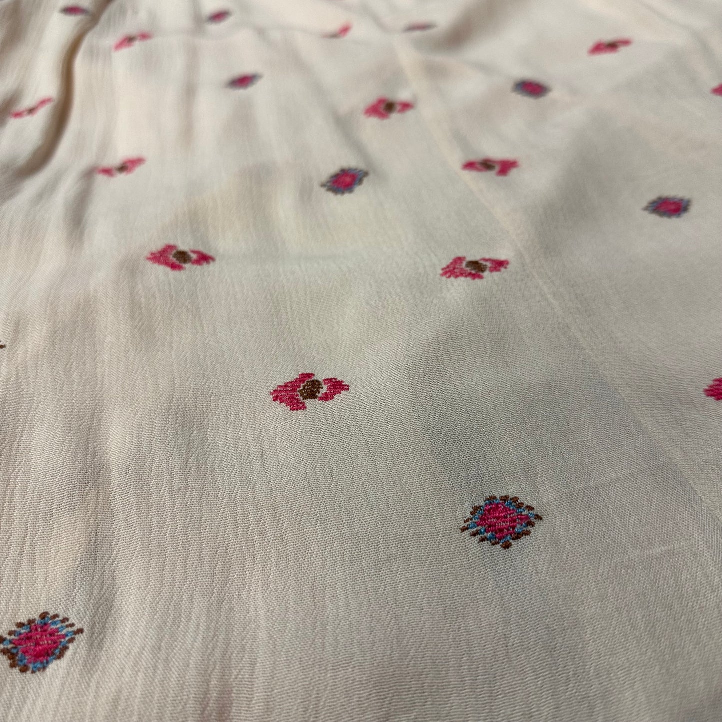 BY TOGETHER BEIGE GAUZE ROMPER PINK EMBROIDER 158 LARGE