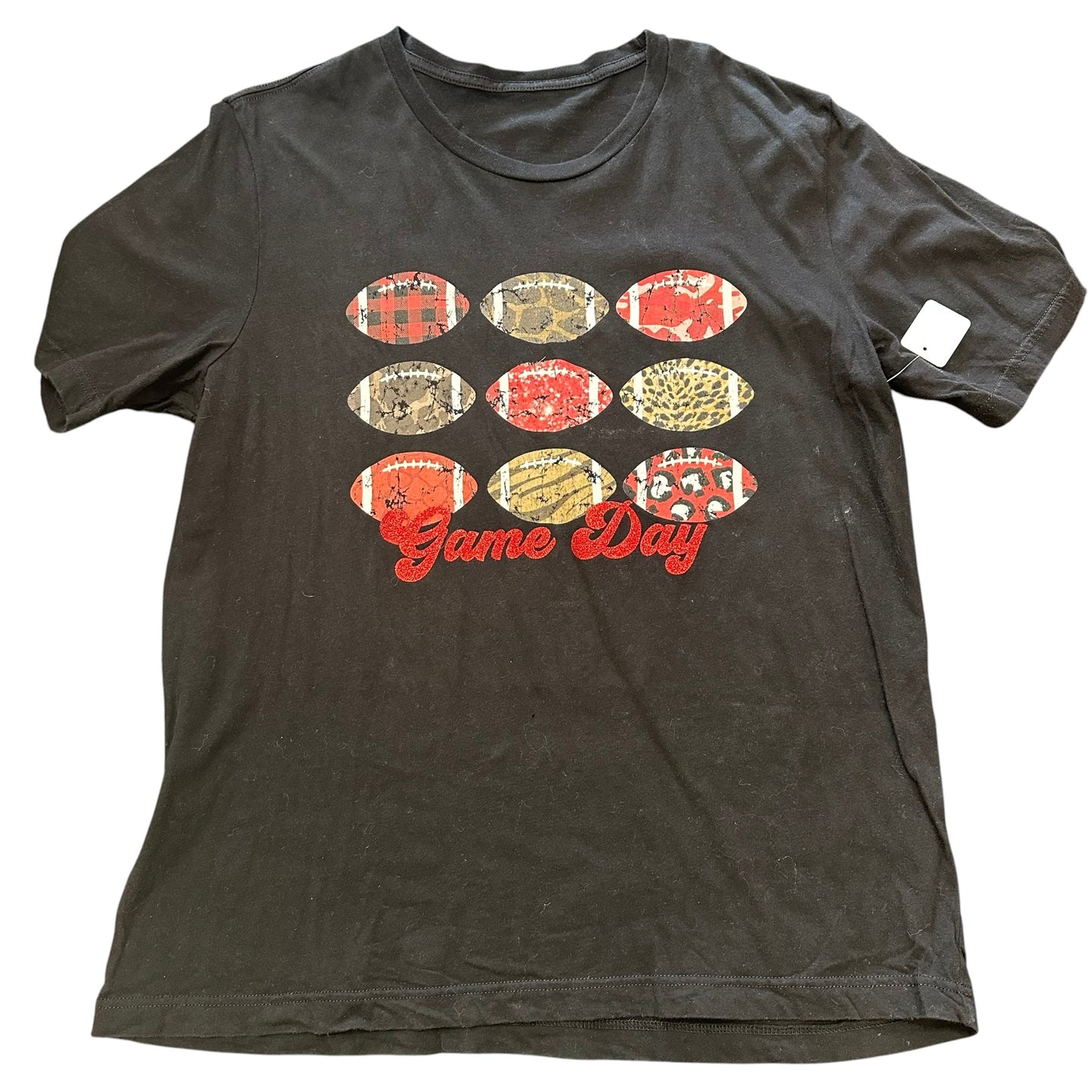 BLACK GAME DAY GLITTER T-SHIRT 268 XL